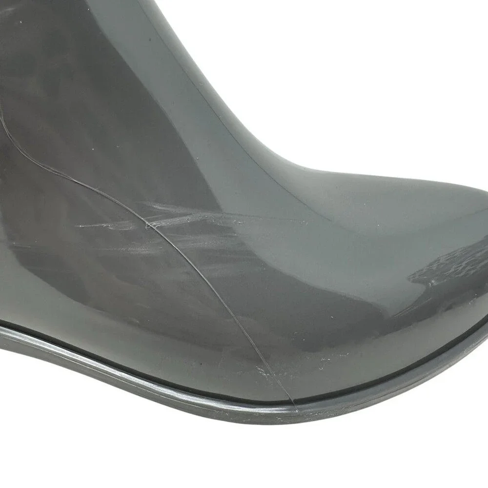 Coach Rivington Rainboots - Gray Rubber‎ w/ Blk and white logo sock - Size 7